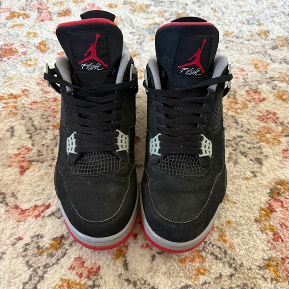 Nike Air Jordan 4 Retro Bred 2019 Black Fire Red Cement Grey 308497-060 Mens 12